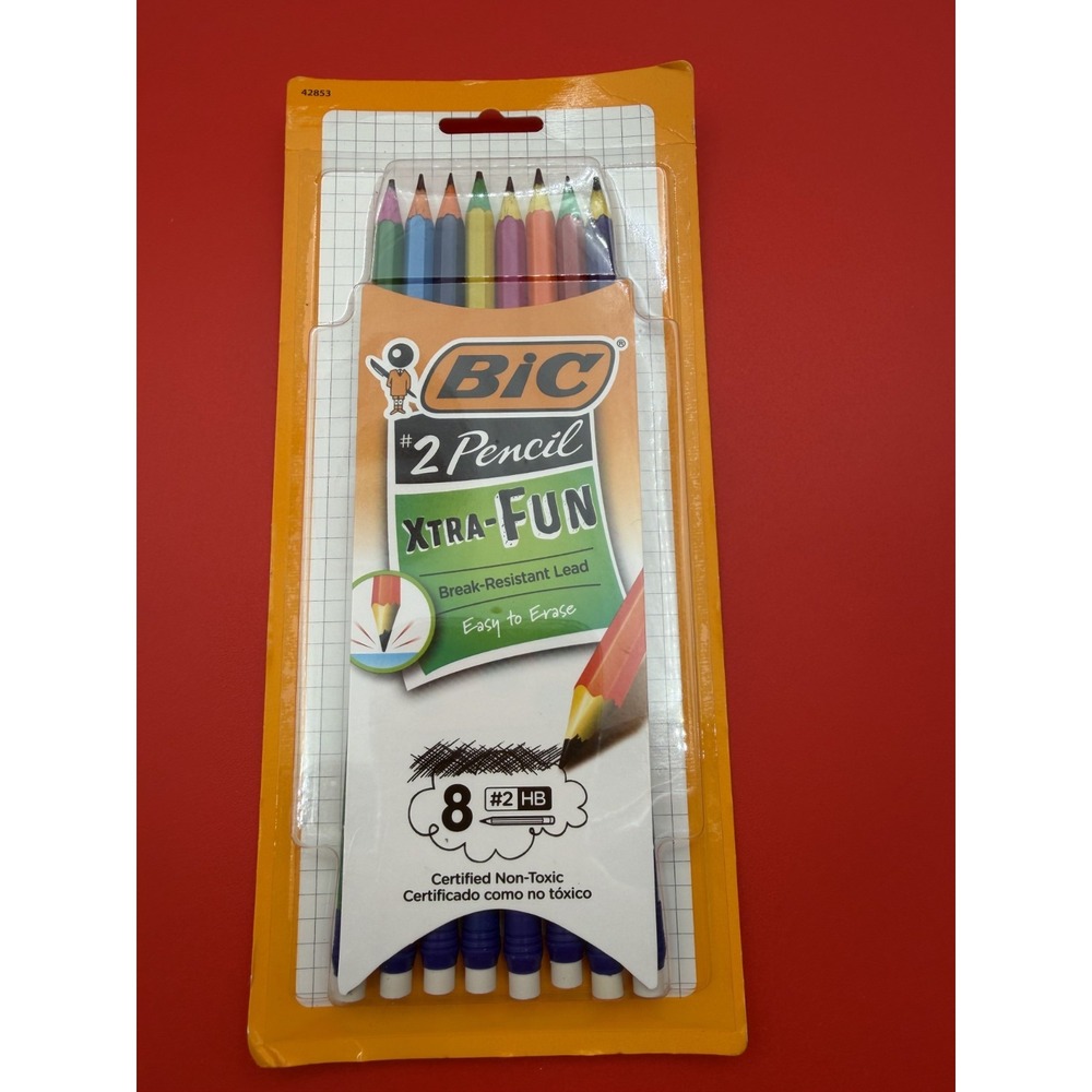 BIC Xtra-Fun Graphite Pencils #2 HB 8 Count Multi-Color New Break-Resistant Lead